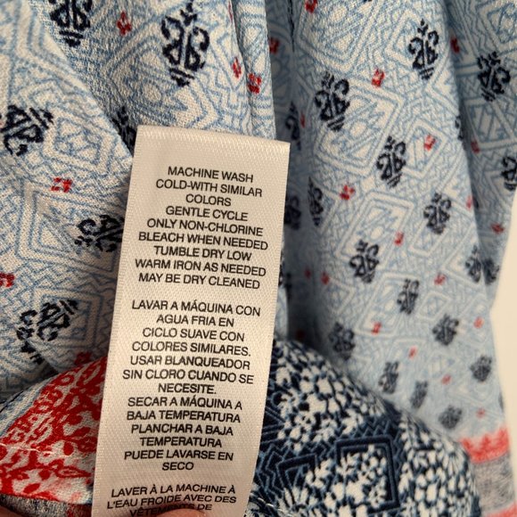 Chico's Boho Bohemian Elements Cold Shoulder Tie Neck Patchwork Top Size 2 - Picture 6 of 10